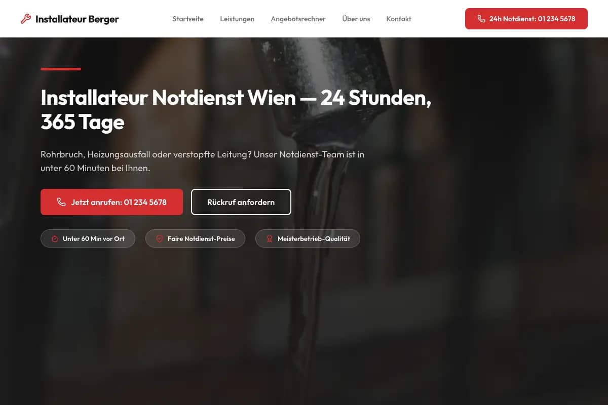 Installateur Berger — Webauftritt