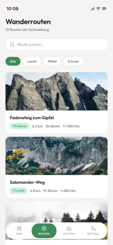 Schneeberg Wanderführer — Routenliste