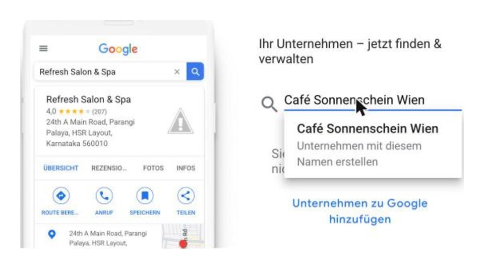 Dropdown mit Option „Unternehmen mit diesem Namen erstellen"